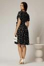 Rochie midi neagra cu buline albe din voal si cordon detasabil, 2, dyfashion.ro