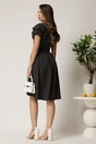 Rochie midi neagra cu buline din triplu voal in clos cu volane la maneci, 2, dyfashion.ro