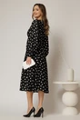 Rochie midi neagra cu buline din voal plin cu volanase la bust, 2, dyfashion.ro