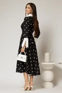Rochie midi neagra cu buline si guler ascutit, 2, dyfashion.ro