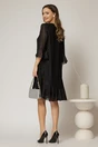 Rochie midi neagra cu fir lurex, croi lejer si volanase la fusta, 2, dyfashion.ro