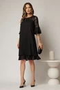 Rochie midi neagra cu sidef si paiete la bust, 3, dyfashion.ro