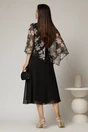 Rochie midi neagra cu voal cu imprimeuri bej, 2, dyfashion.ro