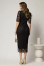 Rochie midi neagra de ocazie din dantela conica si decolteu petrecut, 2, dyfashion.ro