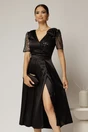 Rochie midi neagra de ocazie din tafta si paiete, 1, dyfashion.ro