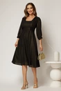 Rochie midi neagra de ocazie din voal cu pelicula, 3, dyfashion.ro