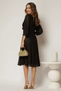 Rochie midi neagra de ocazie din voal cu pelicula, 2, dyfashion.ro