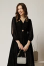 Rochie midi neagra de ocazie din voal cu sclipici, 3, dyfashion.ro