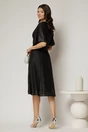 Rochie midi neagra de ocazie din voal cu sidef si decolteu in V, 3, dyfashion.ro