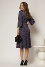 Rochie midi neagra de zi din voal cu imprimeuri fucsia bleu, 2, dyfashion.ro