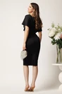 Rochie midi neagra din neopren conica cu strasuri pe bust si curea in talie, 2, dyfashion.ro