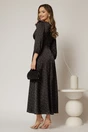 Rochie midi neagra din satin cu buline roz, 2, dyfashion.ro