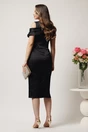 Rochie midi neagra din satin cu paiete la bust si manecute lasate pe umeri- Leonard Collection, 2, dyfashion.ro