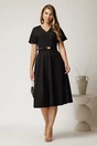 Rochie midi neagra din stofa subtire cu croi clos si curea in talie, 3, dyfashion.ro