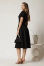 Rochie midi neagra din stofa subtire cu croi clos si curea in talie, 2, dyfashion.ro
