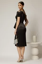Rochie midi neagra din tafta cu paiete si volanas pe fusta, 2, dyfashion.ro