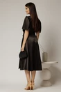 Rochie midi neagra din tafta si paiete cu funda ampla pe talie, 2, dyfashion.ro