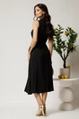 Rochie midi neagra din tencel in clos cu nasturi si curea, 2, dyfashion.ro