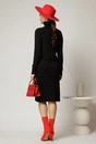 Rochie midi neagra din tricot cu guler intors, 2, dyfashion.ro