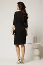 Rochie midi neagra din triplu voal cu croi drept si paiete la decolteu, 2, dyfashion.ro