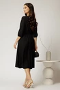 Rochie midi neagra din triplu voal in clos cu bust bej din dantela, 2, dyfashion.ro