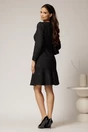 Rochie midi neagra din tweed cu volanas la baza si nasturi, 2, dyfashion.ro