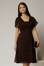 Rochie midi neagra din voal cu buline si maneci scurte petrecute, 1, dyfashion.ro