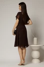 Rochie midi neagra din voal cu buline si maneci scurte petrecute, 2, dyfashion.ro