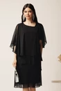 Rochie midi neagra din voal cu capa si croi drept, 1, dyfashion.ro