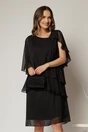 Rochie midi neagra din voal cu capa si croi drept, 1, dyfashion.ro