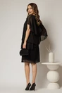 Rochie midi neagra din voal cu capa si croi drept, 2, dyfashion.ro