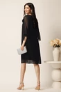 Rochie midi neagra din voal cu croi drept si strasuri pe maneci- Viada, 2, dyfashion.ro