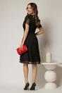Rochie midi neagra din voal cu fir lurex si maneci scurte petrecute, 2, dyfashion.ro