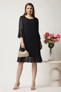 Rochie midi neagra din voal cu picatele si insertii din fir lurex, 3, dyfashion.ro