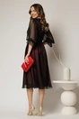 Rochie midi neagra din voal fin cu captuseala rosie in contrast, 2, dyfashion.ro