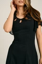 Rochie midi neagra din voal in clin cu insertii din lurex si decupaje la decolteu, 3, dyfashion.ro