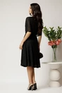 Rochie midi neagra din voal in clos cu glitter si accesoriu in talie, 2, dyfashion.ro