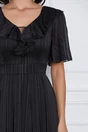 Rochie midi neagra din voal in clos cu insertii din fir lurex si volan la bust, 3, dyfashion.ro