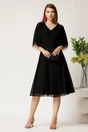 Rochie midi neagra din voal in clos cu strasuri la bust, 3, dyfashion.ro