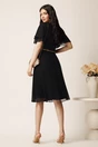 Rochie midi neagra din voal in clos cu volane la maneci si curea in talie, 2, dyfashion.ro
