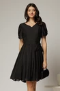 Rochie midi neagra din voal sidefat si cordon detasabil, 1, dyfashion.ro