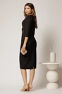 Rochie midi neagra eleganta cu accesoriu pe talie si pliuri, 2, dyfashion.ro