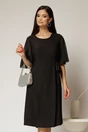 Rochie midi neagra si detaliu tip cordon in talie, 1, dyfashion.ro