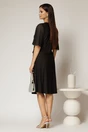 Rochie midi neagra si detaliu tip cordon in talie, 2, dyfashion.ro
