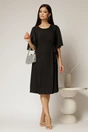 Rochie midi neagra si detaliu tip cordon in talie, 3, dyfashion.ro