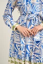 Rochie midi office bej de zi cu imprimeu albastru, 3, dyfashion.ro
