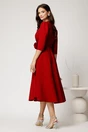 Rochie midi bordo din stofa in clos cu floare in talie, 2, dyfashion.ro