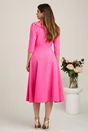 Rochie midi roz aprins clos de ocazie cu guler maxi si nasturi perluta- LaDonna, 2, dyfashion.ro