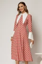 Rochie midi roz coniac cu buline mici si guler ascutit, 1, dyfashion.ro