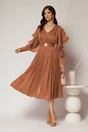 Rochie midi roz coniac de ocazie din voal peliculizat cu cordon detasabil, 3, dyfashion.ro